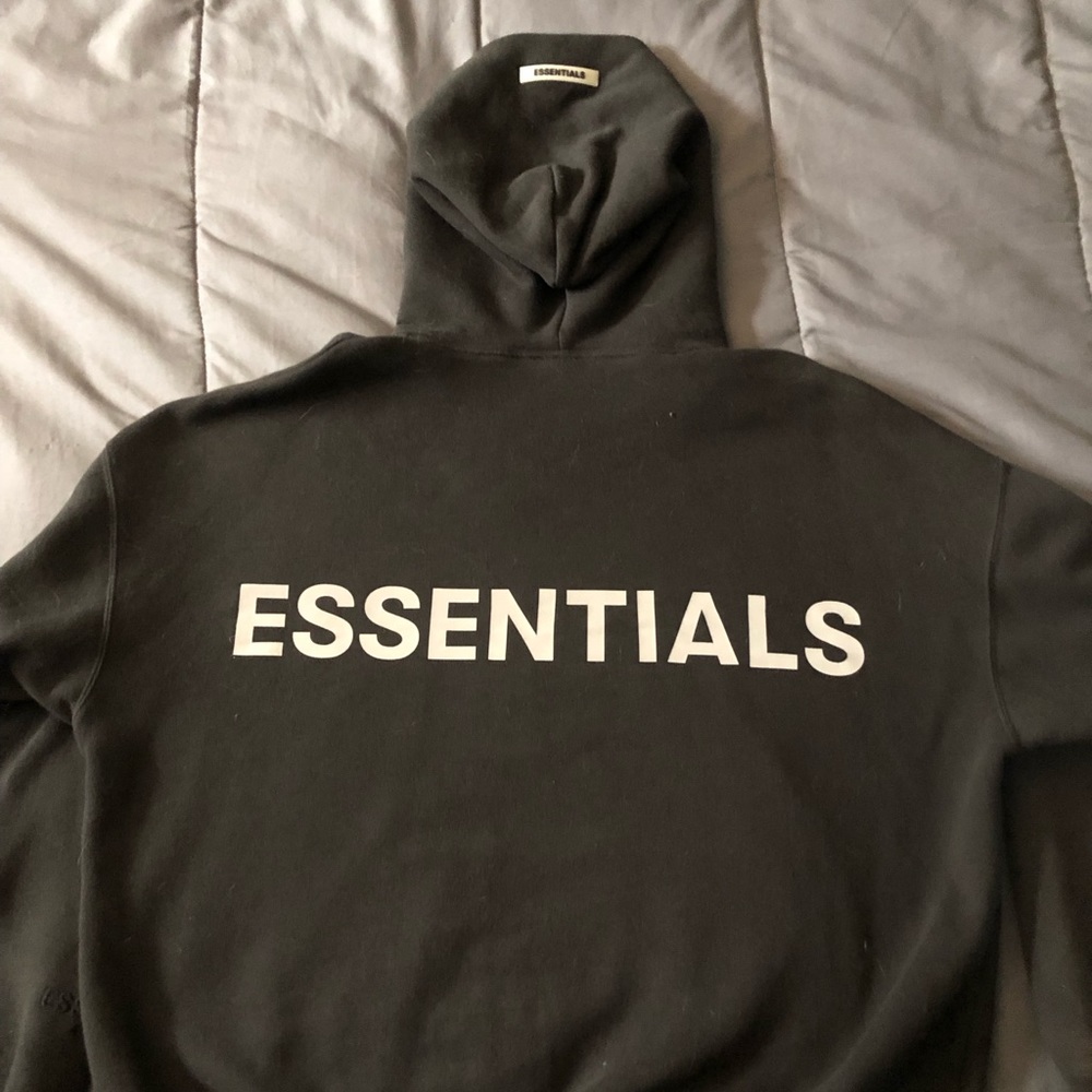 FOG Fear of God Essentials black pullover hoodie 3M logo size L